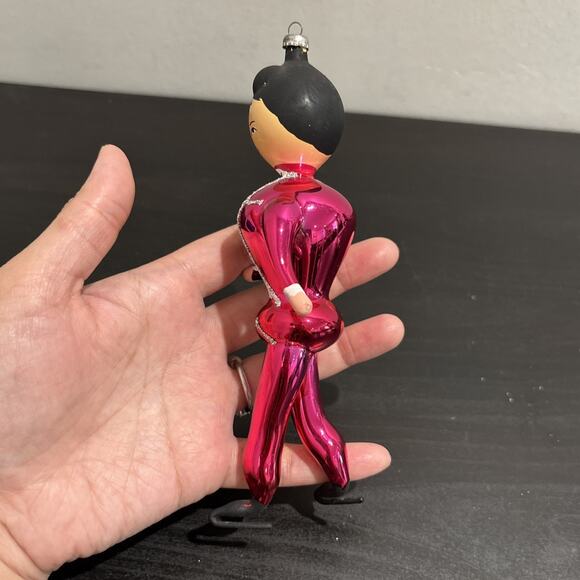 VTG 60s Soffieria De Carlini Hand Blown Glass Male Skater Christmas 6.5”Ornament - Picture 3 of 9